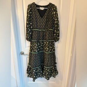 Anthropologie Black Floral Blouse